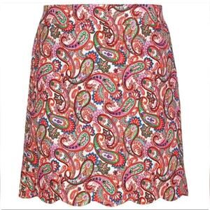 Talbots Orange Paisley Scalloped Hem Pencil Straight Skirt Size‎ 8 Medium